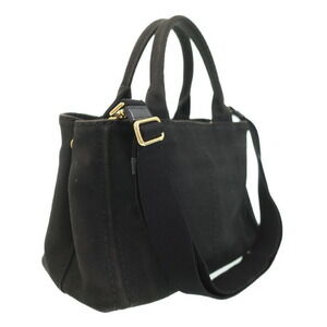 Prada handles top Black handbag canvas Tote 2way Canapa